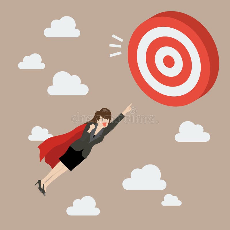 Mosca del superhéroe de la mujer de negocios a la blanco grande stock de ilustración Mosca del superhéroe de la mujer de negocios a la blanco grande stock de ilustración