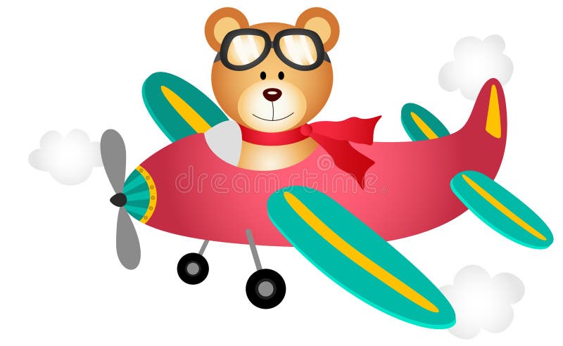 Mosca dell'orsacchiotto su un aeroplano royalty illustrazione gratis Mosca dell'orsacchiotto su un aeroplano royalty illustrazione gratis