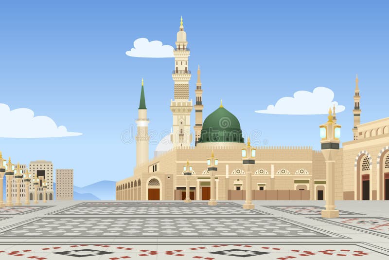 Moschea di Medina nell'illustrazione dell'Arabia Saudita