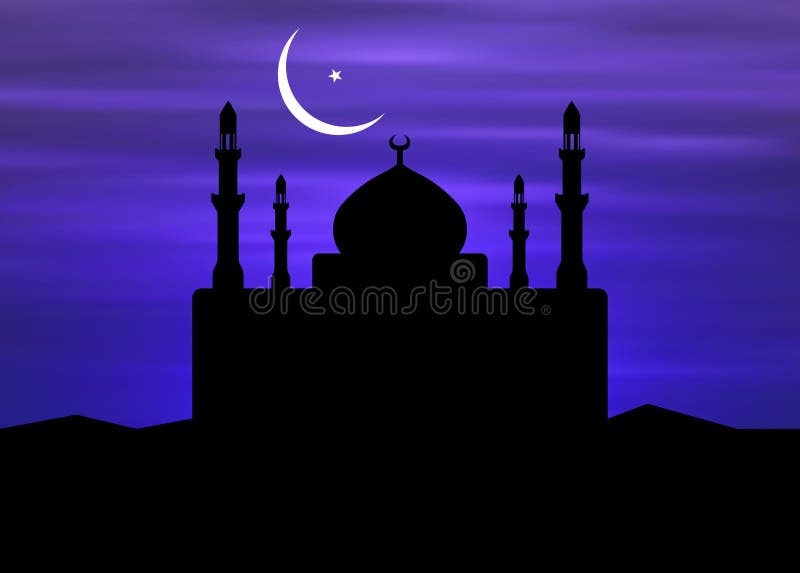Начало рамадана луна. Мечеть Луна. Красивый силуэт мечети. Мечеть с луной силуэт. Джами и Луна.
