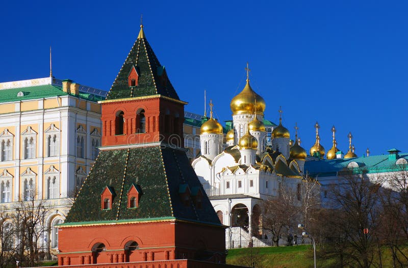 Moscow Kremlin. Annunciation cathedral and old tower stock photography Moscow Kremlin. Annunciation cathedral and old tower stock photography