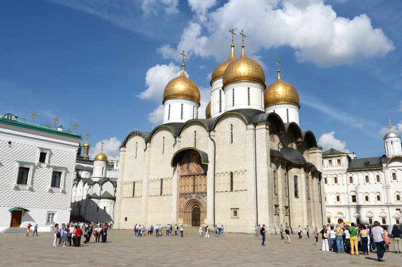 The Moscow Kremlin. Cathedral of the assumption. MOSCOW, RUSSIA - AUGUST 18, 2013:The Moscow Kremlin. Cathedral of the assumption royalty free stock photos The Moscow Kremlin. Cathedral of the assumption. MOSCOW, RUSSIA - AUGUST 18, 2013:The Moscow Kremlin. Cathedral of the assumption royalty free stock photos
