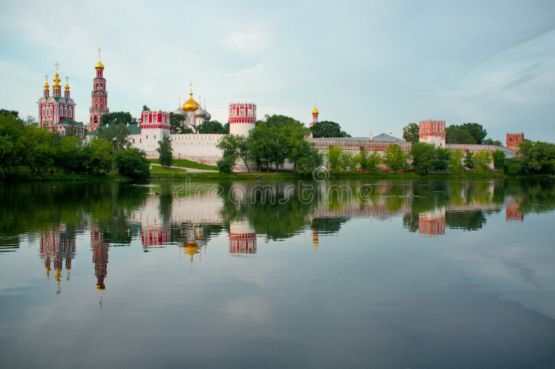 Moscow monastery at sunrise. stock images