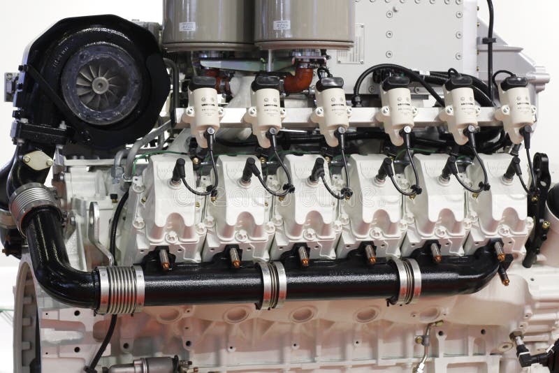 Fragment of a Gas Engine. Spark Ignition Engine Editorial Stock Image