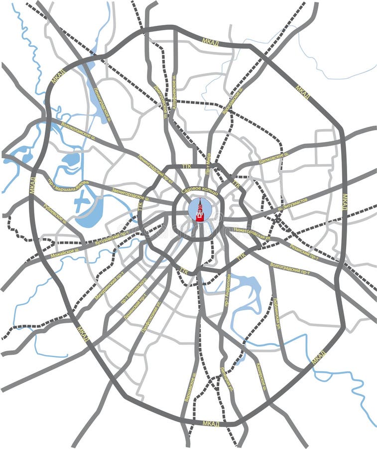 Moscow roads map royalty free illustration
