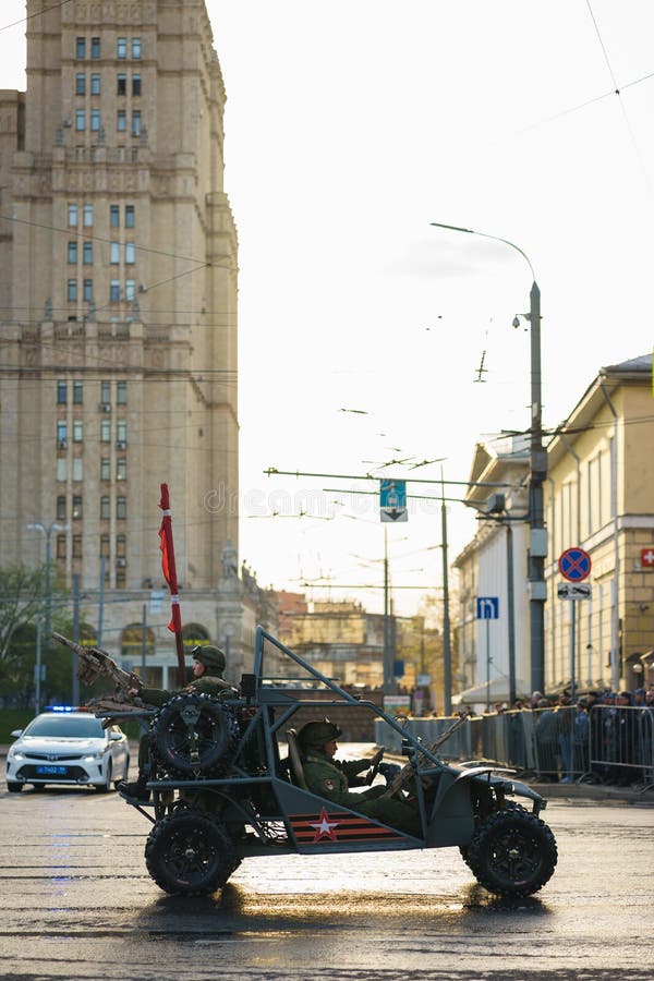MOSCOW, RUSSIA-APRIL, 2019. Parade of military equipment in honor of the Victory Day on the streets of Moscow. royalty free stock photos MOSCOW, RUSSIA-APRIL, 2019. Parade of military equipment in honor of the Victory Day on the streets of Moscow. royalty free stock photos