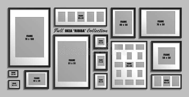 Smeltend Beschuldigingen Snikken Full Collection of IKEA Ribba Photo Frames. Real Sizes Editorial Photo -  Illustration of frame, gallery: 138154356
