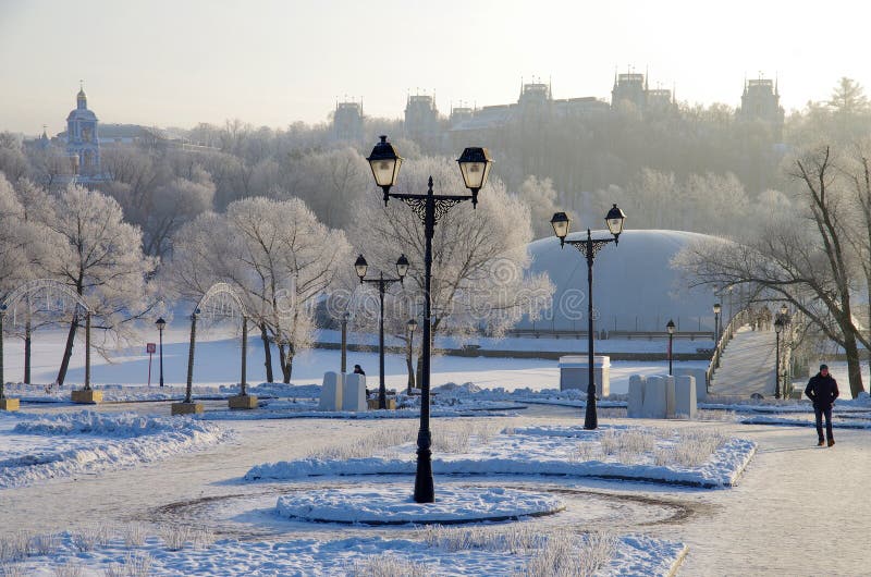 MOSCOW, RUSSIA - December, 2018: Winter day in the park of the Tsaritsyno estate in Moscow, Russia