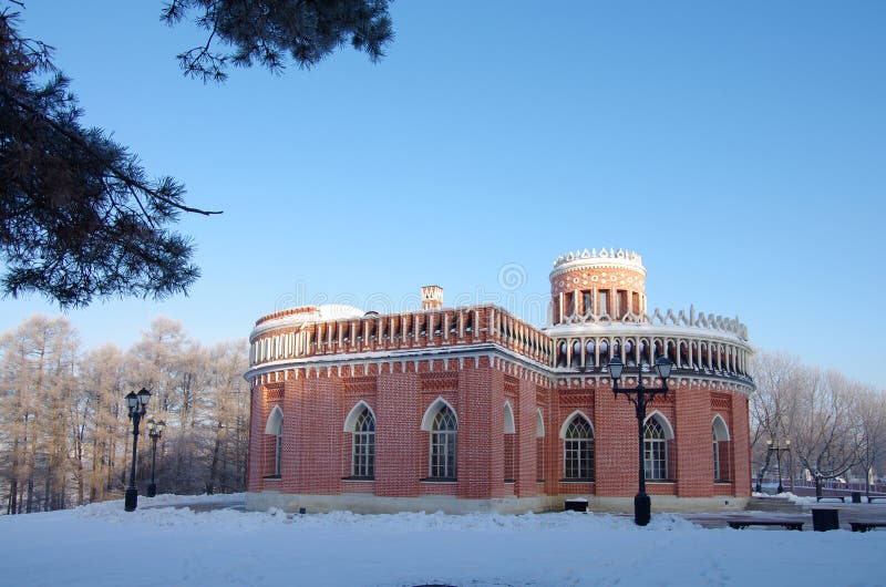 MOSCOW, RUSSIA - December, 2018: Winter day in the Tsaritsyno estate