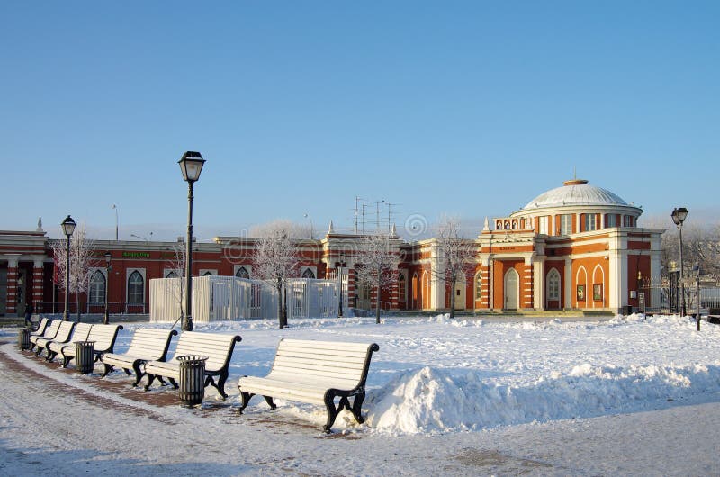 MOSCOW, RUSSIA - December, 2018: Winter day in the Tsaritsyno estate