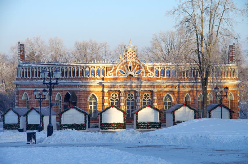 MOSCOW, RUSSIA - December, 2018: Winter day in the Tsaritsyno estate