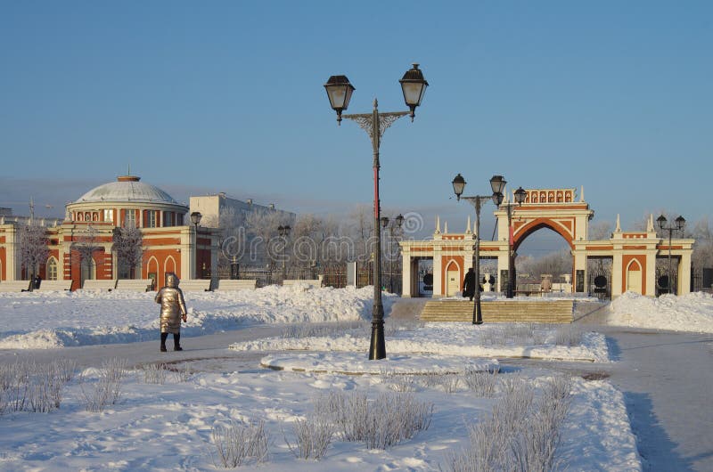 MOSCOW, RUSSIA - December, 2018: Winter day in the Tsaritsyno estate