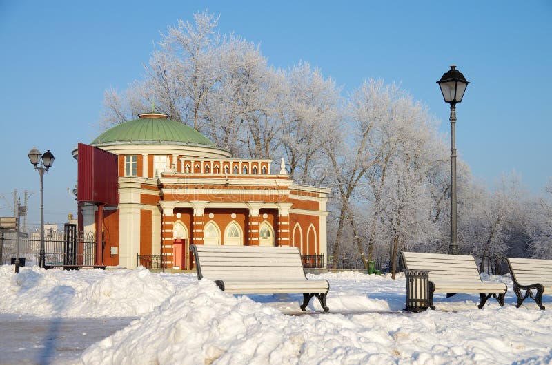 MOSCOW, RUSSIA - December, 2018: Winter day in the Tsaritsyno estate