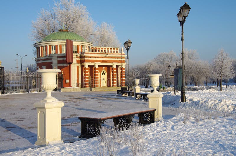 MOSCOW, RUSSIA - December, 2018: Winter day in the Tsaritsyno estate