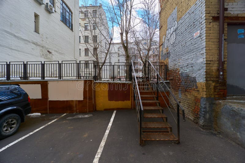 Houses on Arbat street in Moscow stock photo Houses on Arbat street in Moscow stock photo
