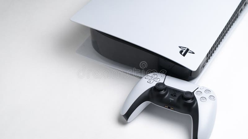 Moscow, Russia - March 8 2021: Presentation of a New Product from Sony, Wireless White Console PlayStation 5 and Gamepad on White Editorial Photography - Image of digital, 212740637