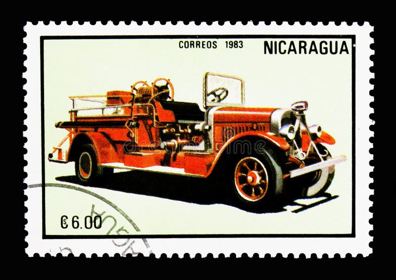 Firecar, Firetrucks serie, circa 1983 stock photography Firecar, Firetrucks serie, circa 1983 stock photography
