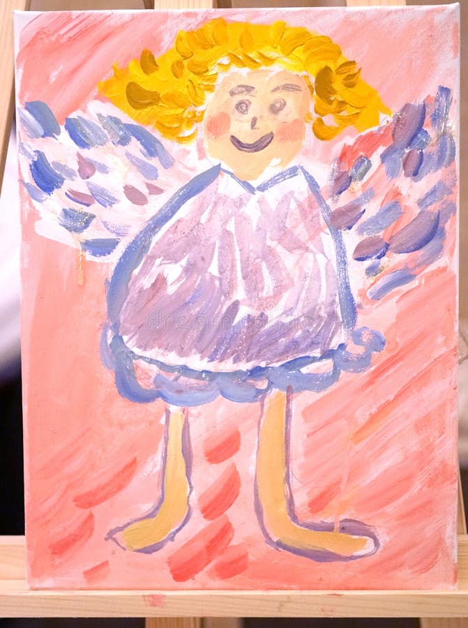 Children`s drawing of an angel in the Cathedral of Christ the Savior royalty free stock photography Children`s drawing of an angel in the Cathedral of Christ the Savior royalty free stock photography