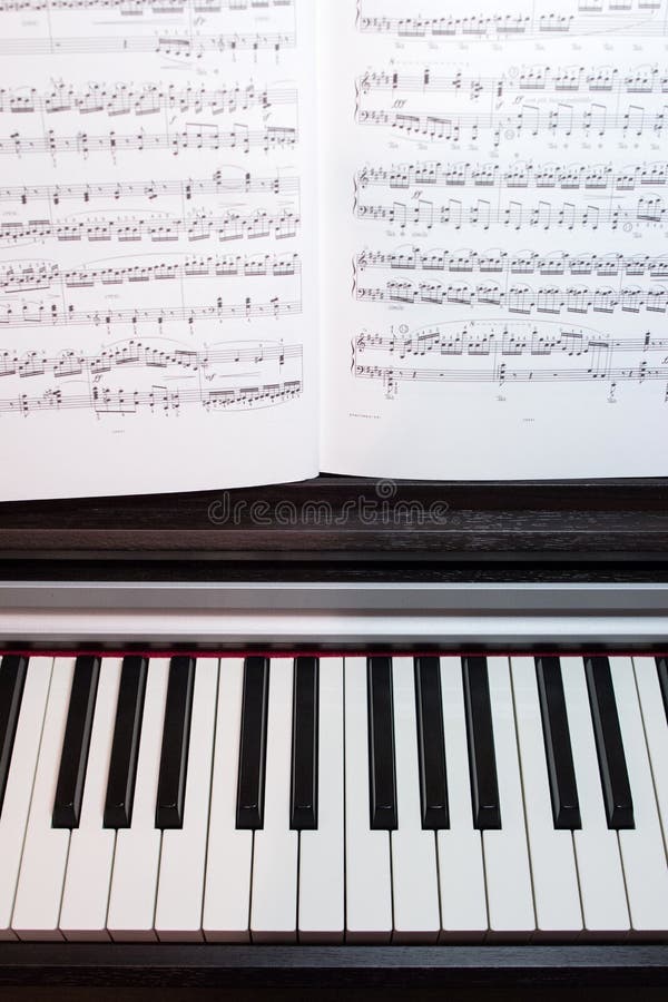 An Open Book of Sheet Music on the Piano. a Composition of the Sheet