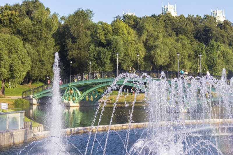 Moscow, Russia - 08.07.2023 - people enjoying day out at Tsaritsyno Museum-Reserve. City