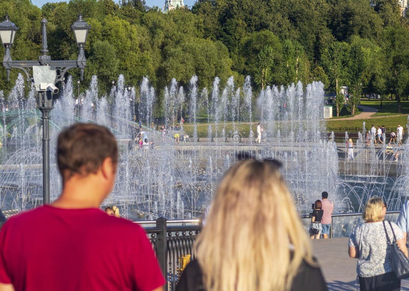 Moscow, Russia - 08.07.2023 - people enjoying day out at Tsaritsyno Museum-Reserve. City