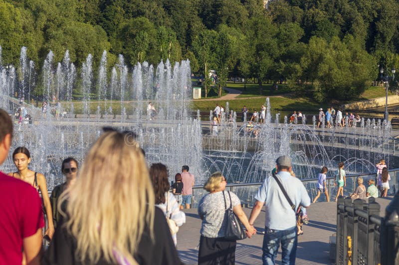 Moscow, Russia - 08.07.2023 - people enjoying day out at Tsaritsyno Museum-Reserve. City