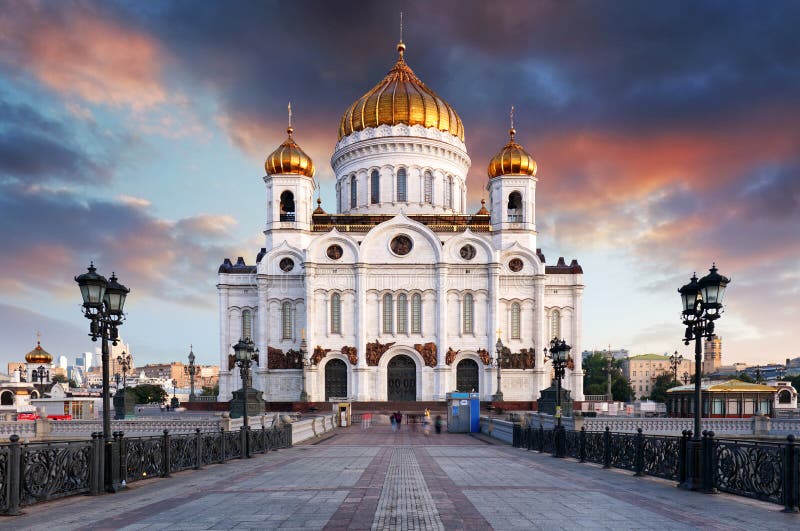 Moscow, Russia - Sunset view of Cathedral of Christ the Savior stock images Moscow, Russia - Sunset view of Cathedral of Christ the Savior stock images