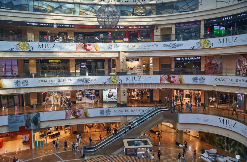 Moscow, Russia - 30.07.2022: View of the Floors of the Afimall Shopping Center in Moscow, Russia Editorial Image - Image of shopping, russia: 253807035