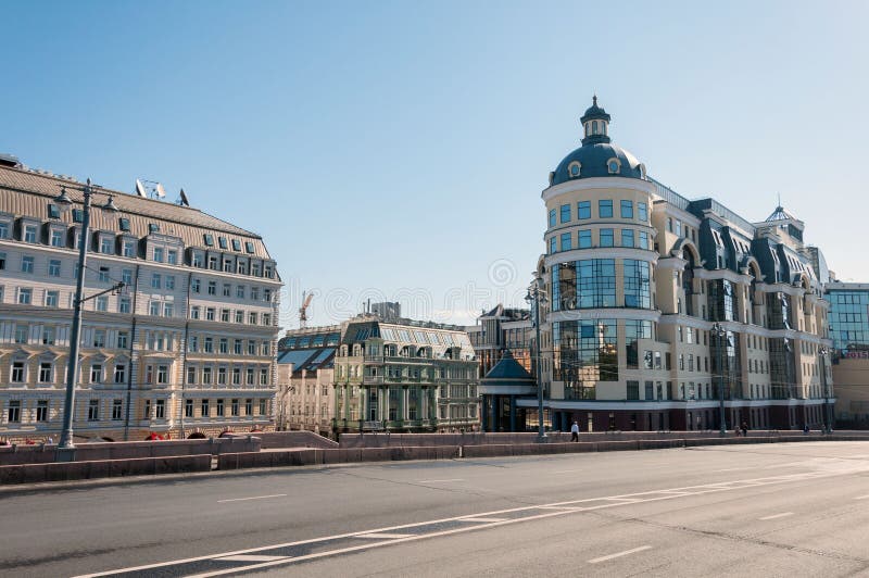 Moscow, Russia - 09.21.2015. Moscow Main Territorial Department of the Central Bank of the Russian Federation and Hotel Baltschug Kempinski. Moscow, Russia - 09.21.2015. Moscow Main Territorial Department of the Central Bank of the Russian Federation and Hotel Baltschug Kempinski