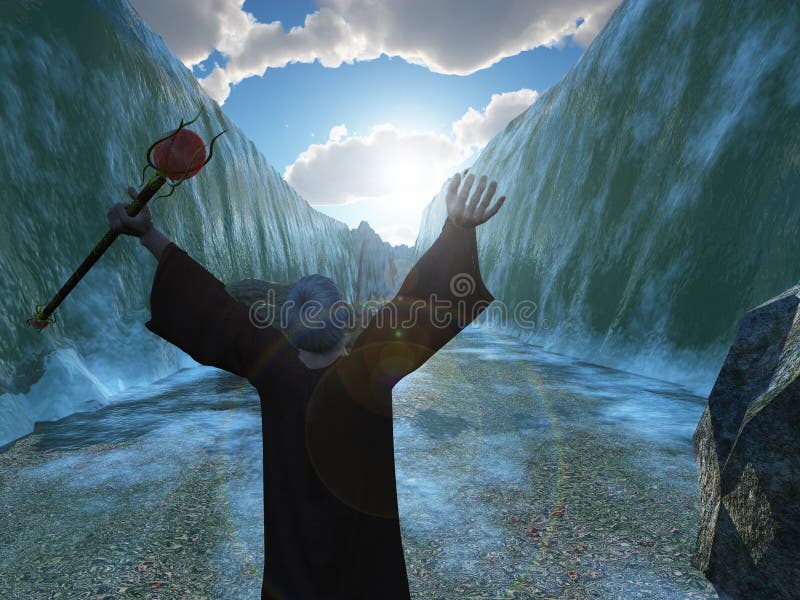 Moses che separa il Mar Rosso illustrazione vettoriale Moses che separa il Mar Rosso illustrazione vettoriale