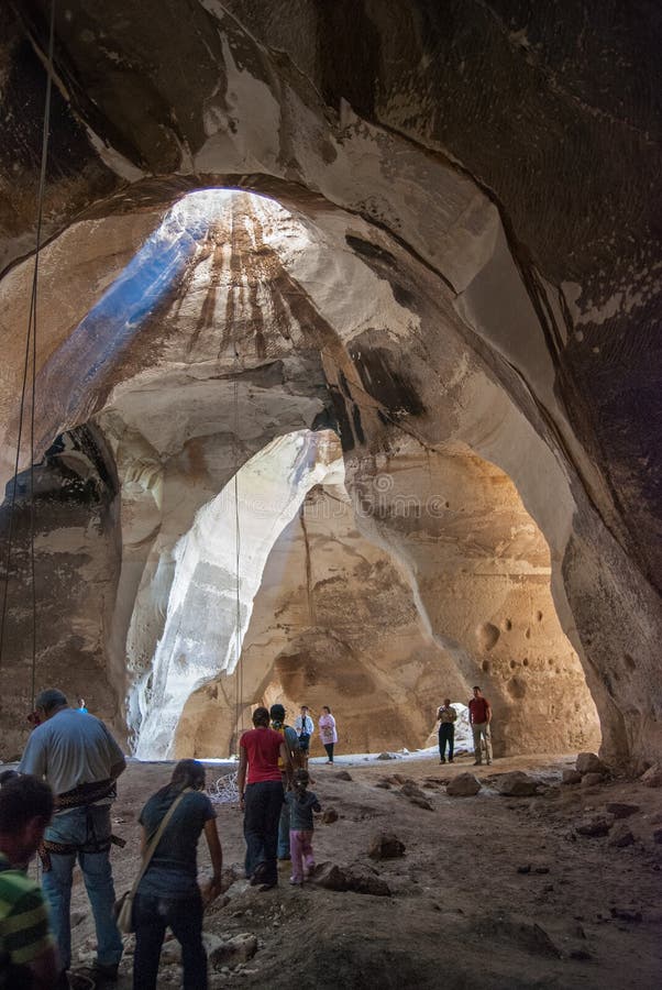 Alpine caving in Luzit Caves. Moshav Luzit, Ella Valley. Israel stock photos Alpine caving in Luzit Caves. Moshav Luzit, Ella Valley. Israel stock photos