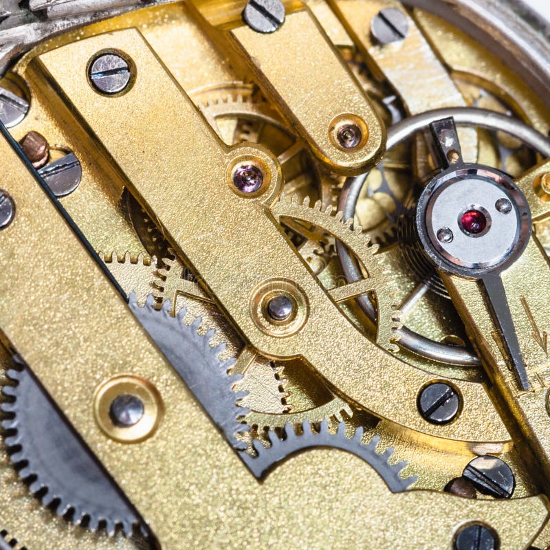 Mosiężny clockwork stary machinalny zegarek obraz royalty free
