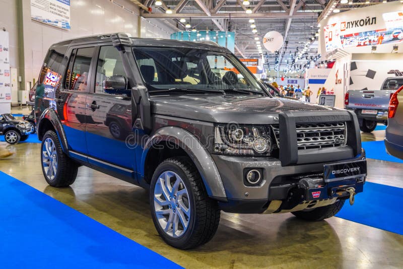 MOSCOW - AUG 2016: Land Rover Discovery IV presented at MIAS Moscow International Automobile Salon on August 20, 2016 in Moscow, Russia. MOSCOW - AUG 2016: Land Rover Discovery IV presented at MIAS Moscow International Automobile Salon on August 20, 2016 in Moscow, Russia.