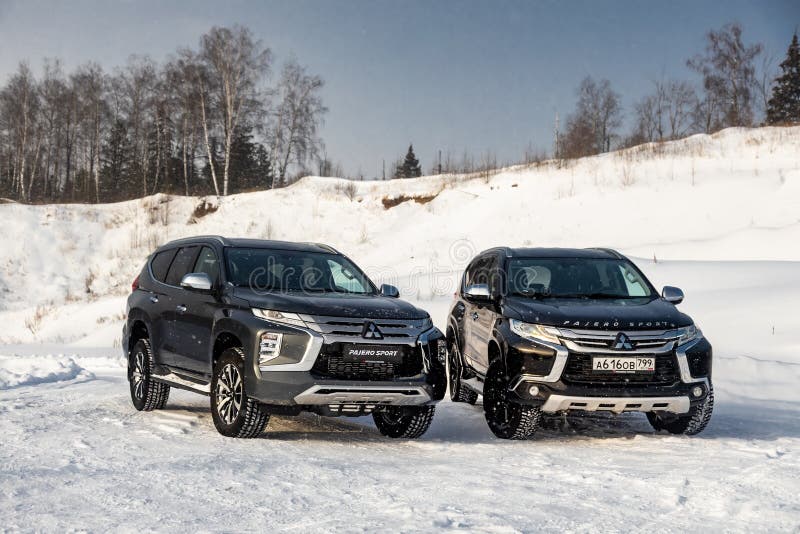 Moscow, Russia - February 17, 2021: All new Mitsubishi Pajero Sport. Restyling 21. Moscow, Russia - February 17, 2021: All new Mitsubishi Pajero Sport. Restyling 21.