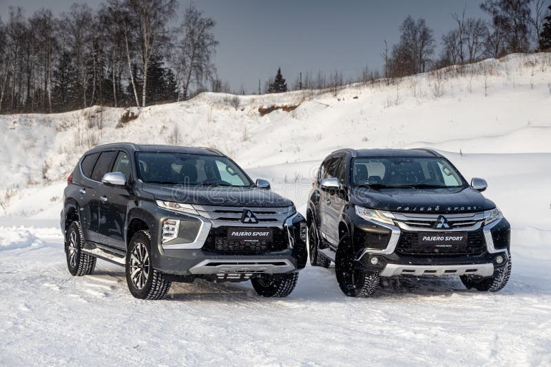 Moscow, Russia - February 17, 2021: All new Mitsubishi Pajero Sport. Restyling 21. Moscow, Russia - February 17, 2021: All new Mitsubishi Pajero Sport. Restyling 21.