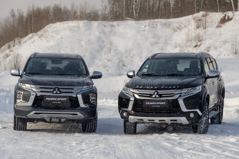 Moscow, Russia - February 17, 2021: All new Mitsubishi Pajero Sport. Restyling 21. Moscow, Russia - February 17, 2021: All new Mitsubishi Pajero Sport. Restyling 21.