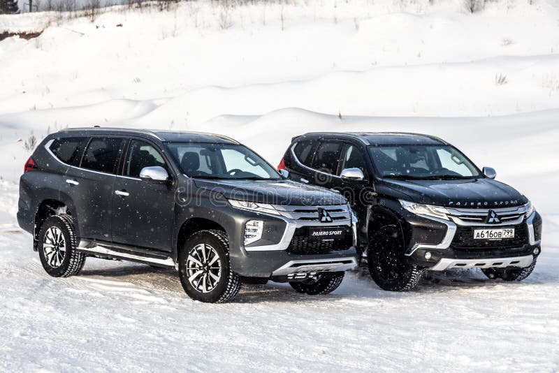 Moscow, Russia - February 17, 2021: All new Mitsubishi Pajero Sport. Restyling 21. Moscow, Russia - February 17, 2021: All new Mitsubishi Pajero Sport. Restyling 21.