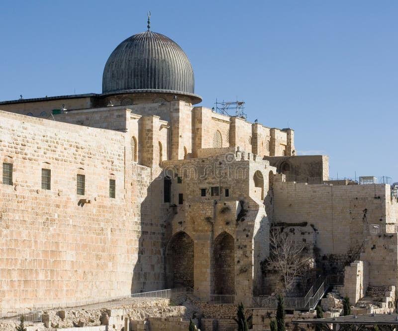 Back of Al-Aqsa Mosque on the Temple Mount, Jerusalem. Back of Al-Aqsa Mosque on the Temple Mount, Jerusalem.