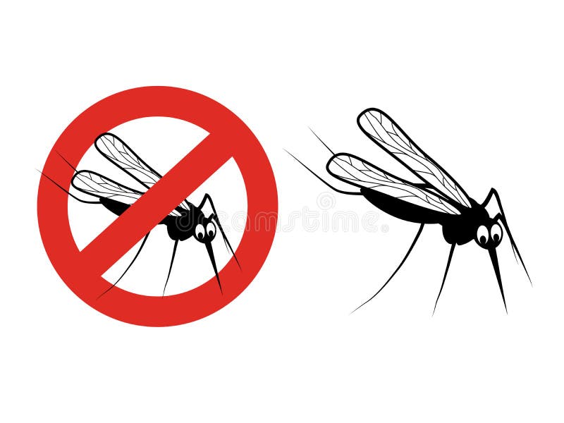 Moskito auf weißem Hintergrund Mückenschattenbild Symbol von Endfluginsekten Zeichen des Verbots auf einem Mückenschutz