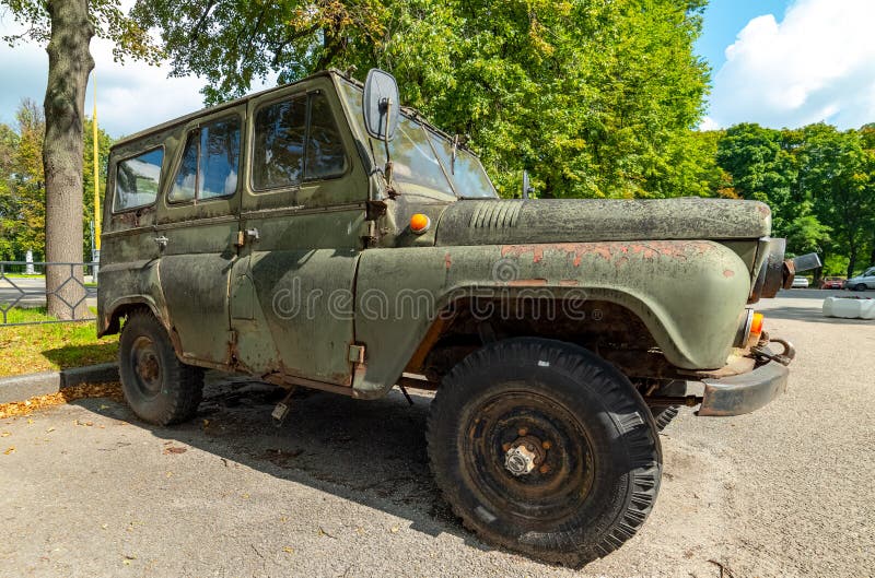 Moskvas stad UAZ-Main-kommandofordon i Sovjetarmén Ryssland fotografering för bildbyråer Moskvas stad UAZ-Main-kommandofordon i Sovjetarmén Ryssland fotografering för bildbyråer