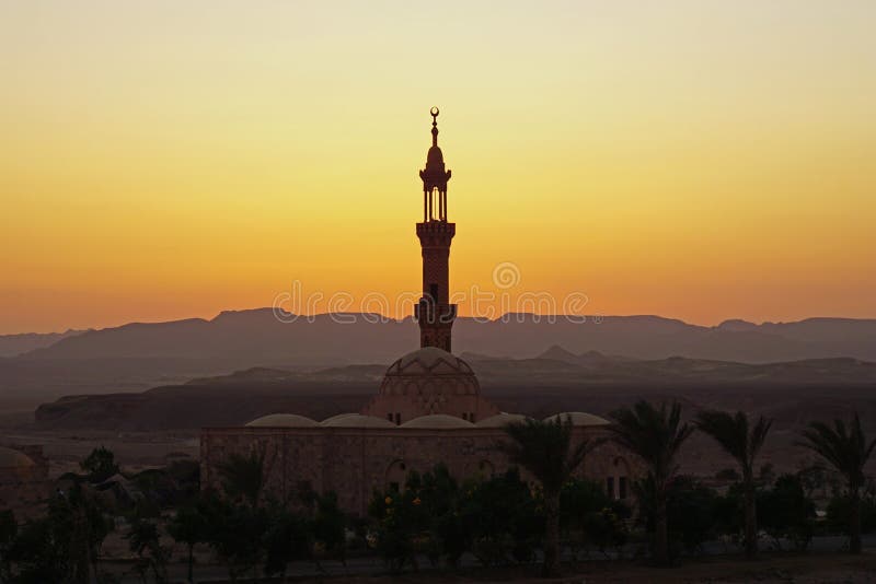 Mosque in egypt at sunset