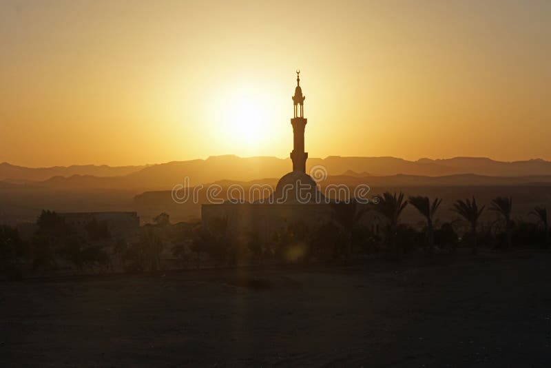 Mosque in egypt at sunset