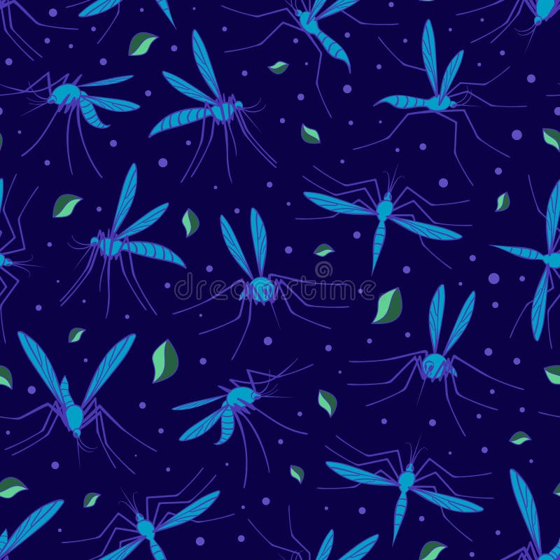 Mosquitoes Seamless Pattern Stock Vector Illustration of floral