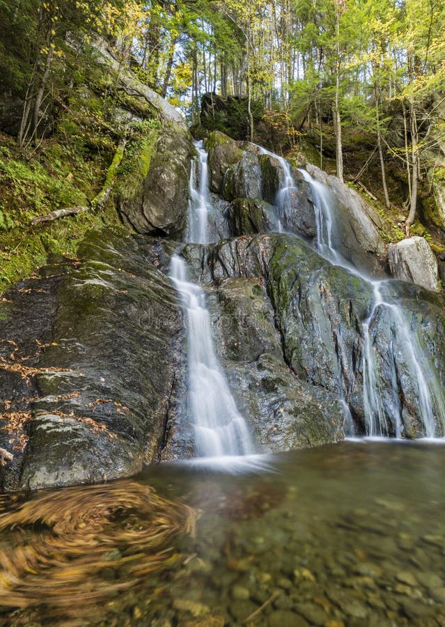 Moss Glen Falls Leaf Swirl stockbild Moss Glen Falls Leaf Swirl stockbild