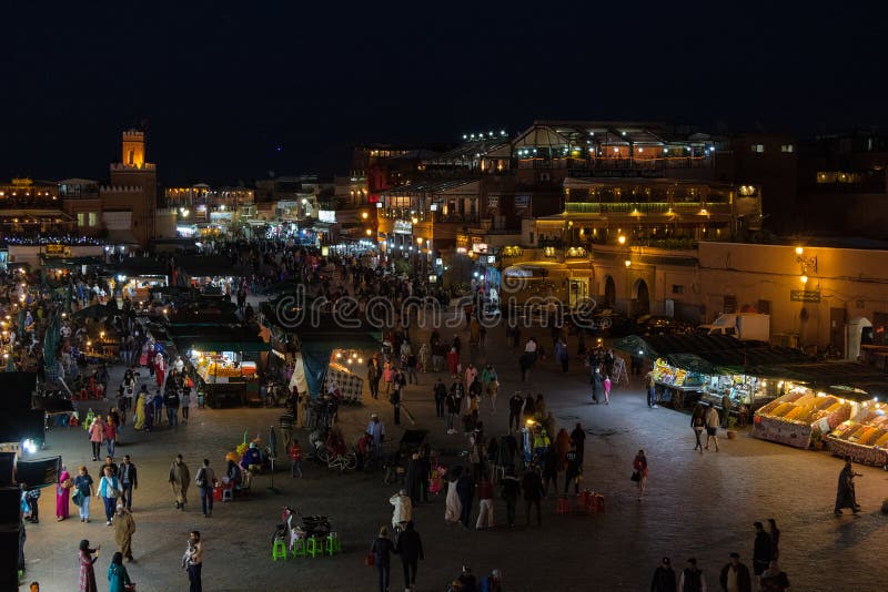 The Famous Square Jemaa El Fna in Marrakech Morocco Editorial Stock