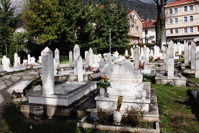 Sehitluci, martyrs`cemetery, in Mostar, Bosnia and Herzegovina. Mostar, Bosnia and Herzegovina – March 17, 2011: Šehitluci is small cemetery in the centre of stock photo Sehitluci, martyrs`cemetery, in Mostar, Bosnia and Herzegovina. Mostar, Bosnia and Herzegovina – March 17, 2011: Šehitluci is small cemetery in the centre of stock photo