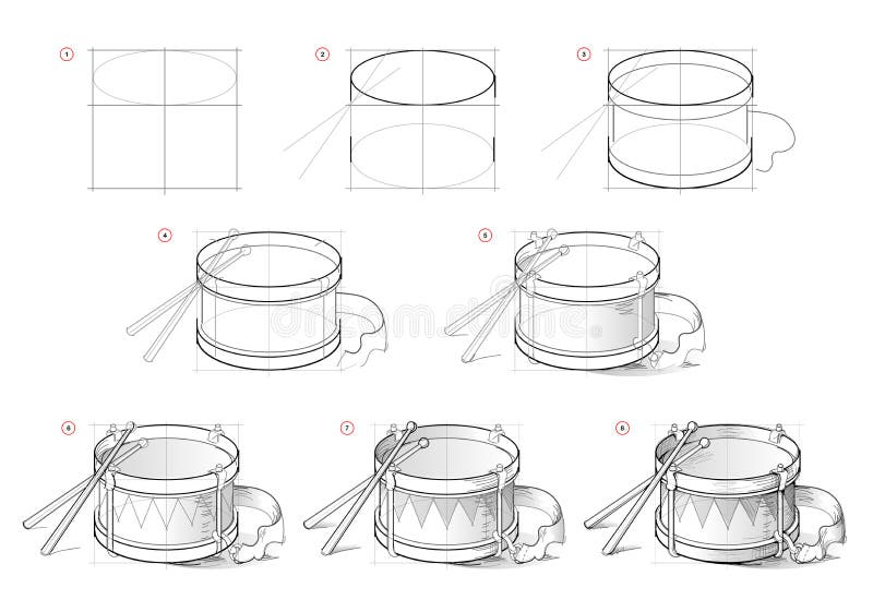 Mostra Como Aprender a Desenhar Trator De Brinquedo Passo a Passo.  Desenvolver Competências Infantis Para Desenhar E Colar. Planil Ilustração  do Vetor - Ilustração de gradualmente, jogo: 215716655