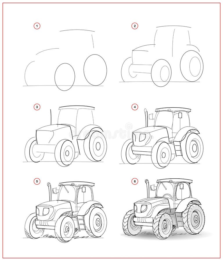 Vetores de Esboço Da Página Da Coloração Do Trator Dos Desenhos