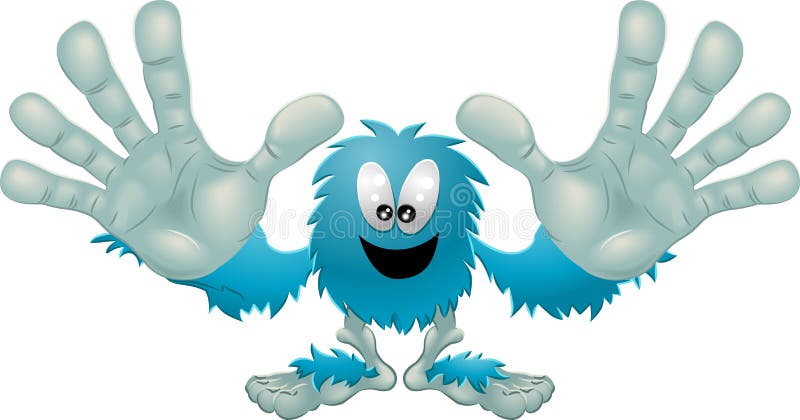 Mostro blu simile a pelliccia amichevole sveglio illustrazione vettoriale Mostro blu simile a pelliccia amichevole sveglio illustrazione vettoriale