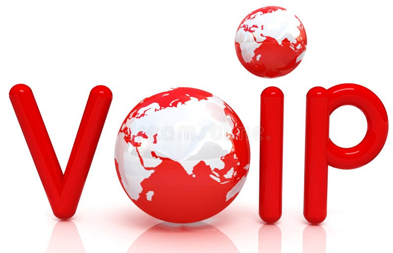 Mot rouge VoIP avec le globe 3D illustration libre de droits Mot rouge VoIP avec le globe 3D illustration libre de droits